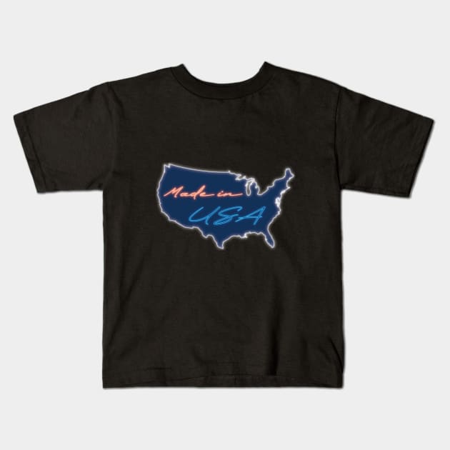 Made in USA with neon light Kids T-Shirt by RomArte